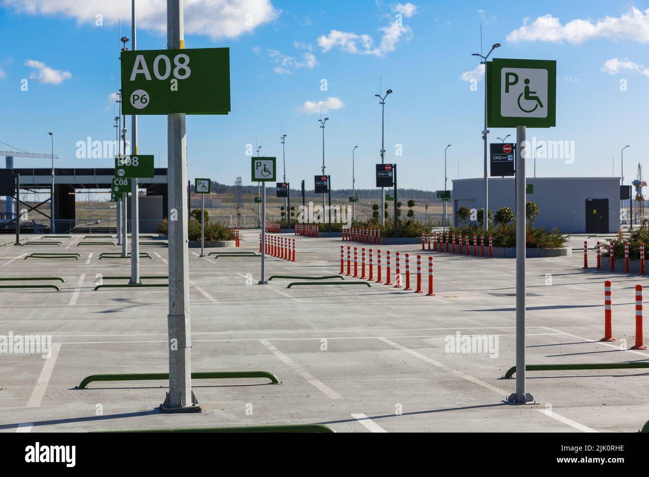 Reserved parking space with wheelchair signs at Istanbul Airport