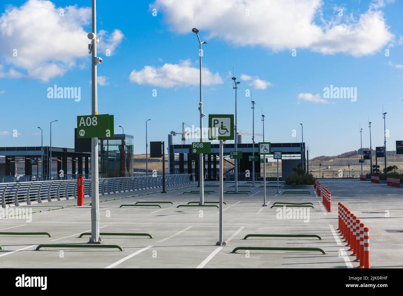 Reserved parking space with wheelchair signs at Istanbul Airport