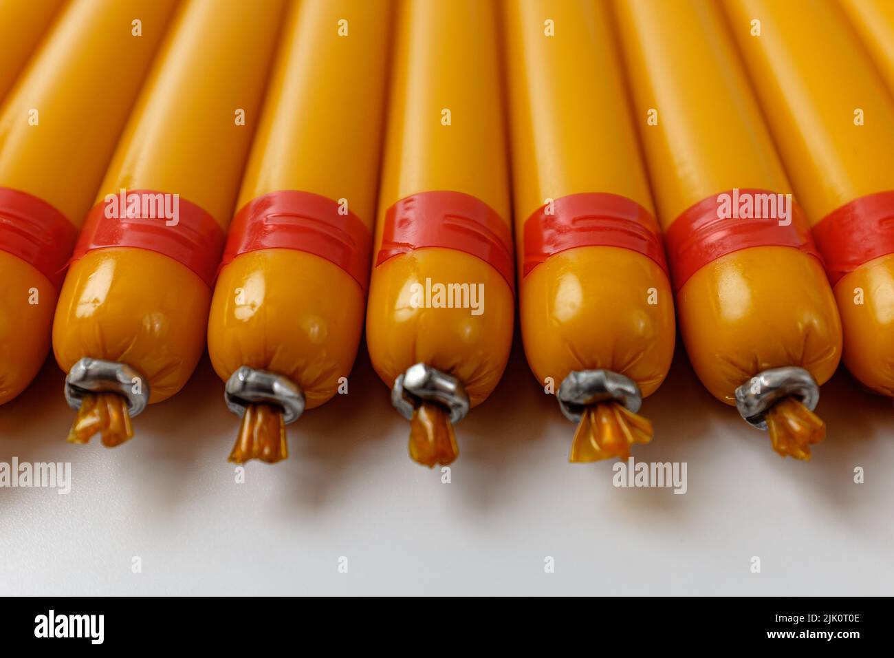 snack stick sausage. fish meat sausage. soft and savory snack Stock