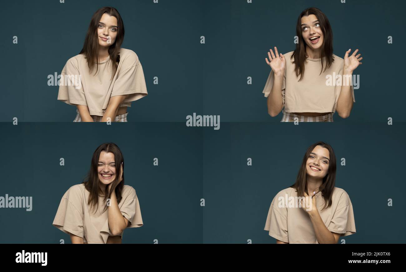 Female model posing all eight facial expressions from five camera... |  Download Scientific Diagram