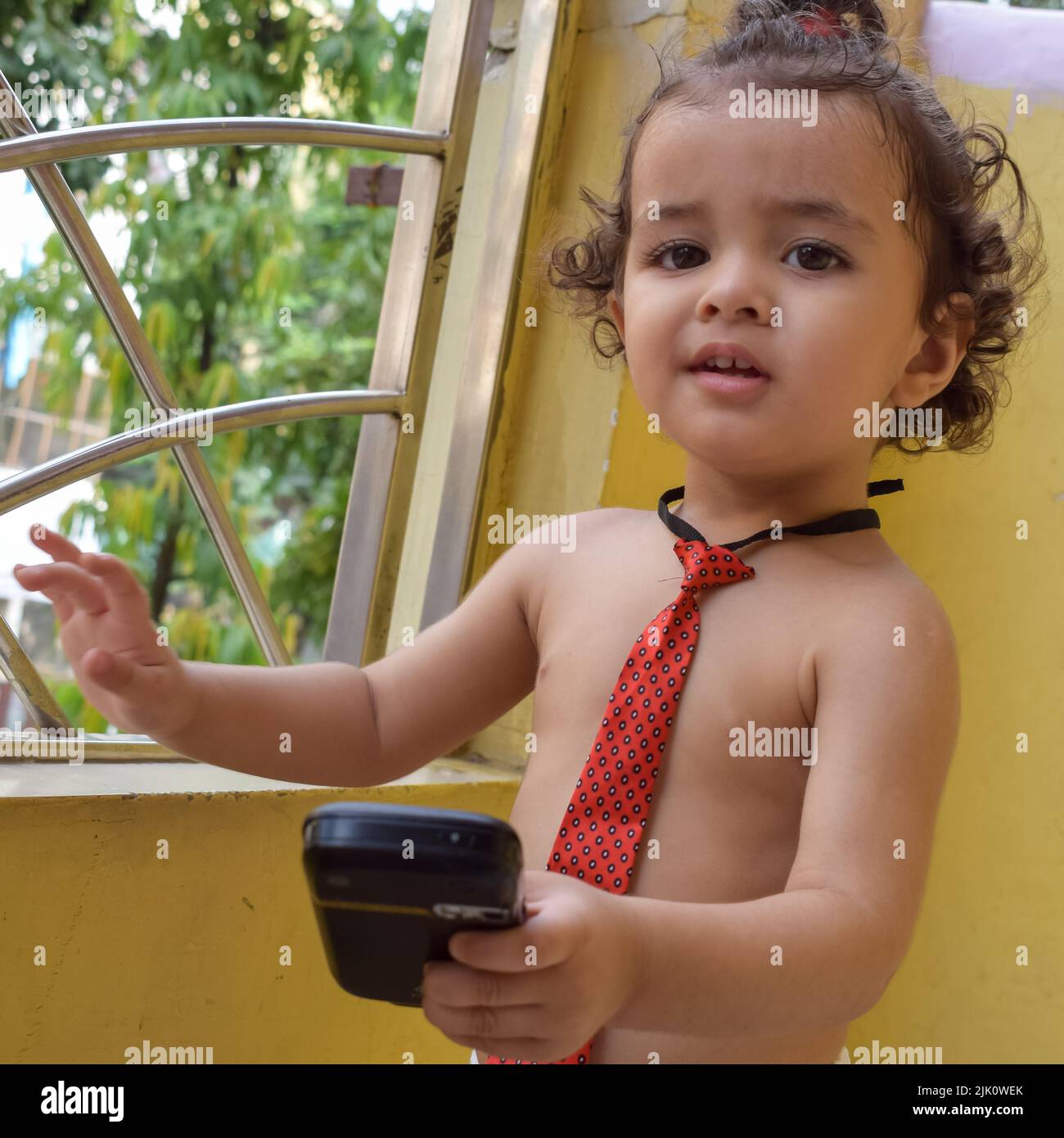 Cute little boy Shivaay at home balcony during summer time, Sweet