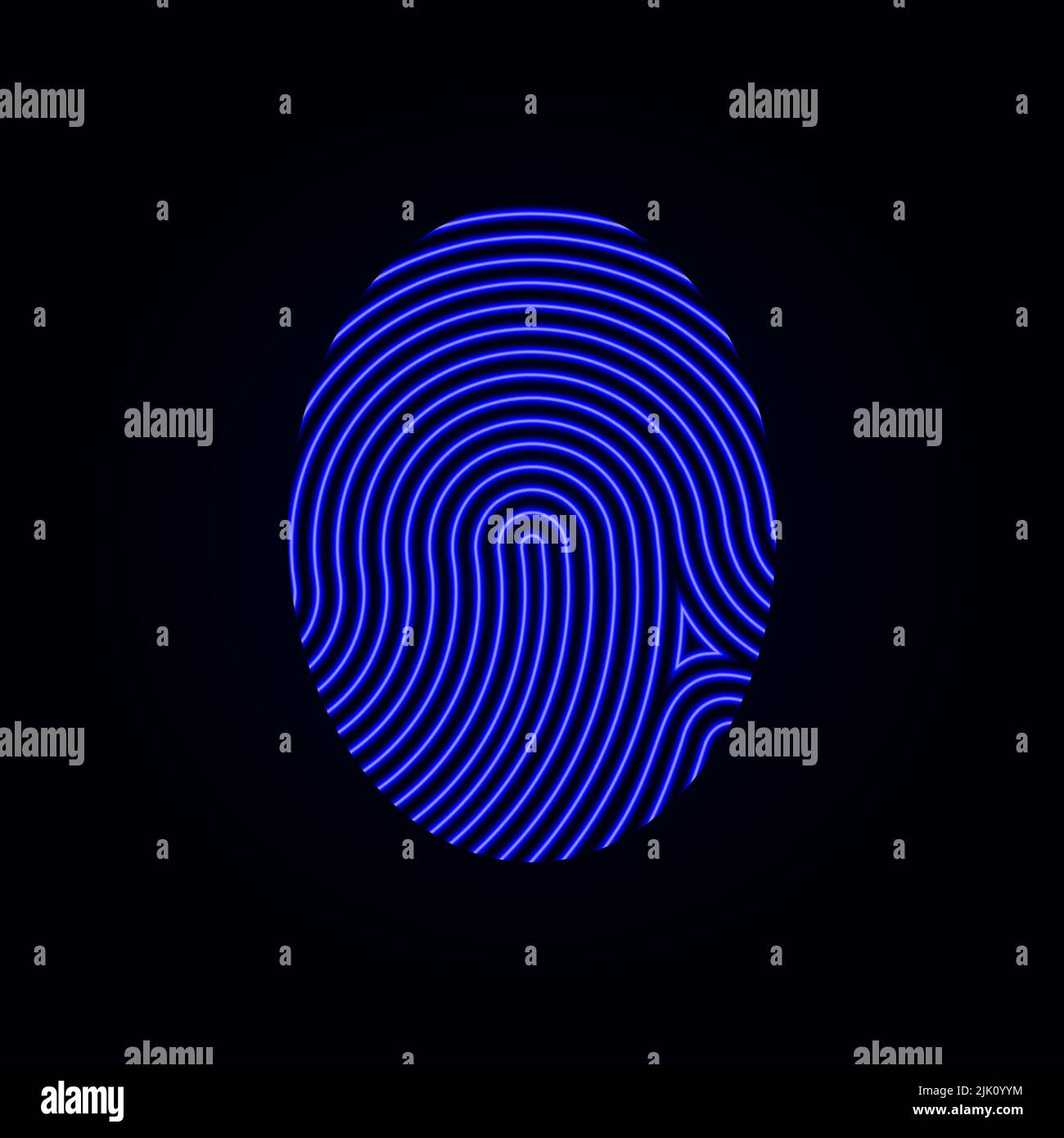 Circle neon fingerprint icon design for app. Digital touch scan identification or electronic