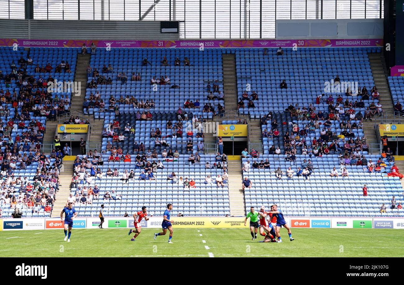 Empty seats in the stands during the Rugby Sevens at Coventry Stadium