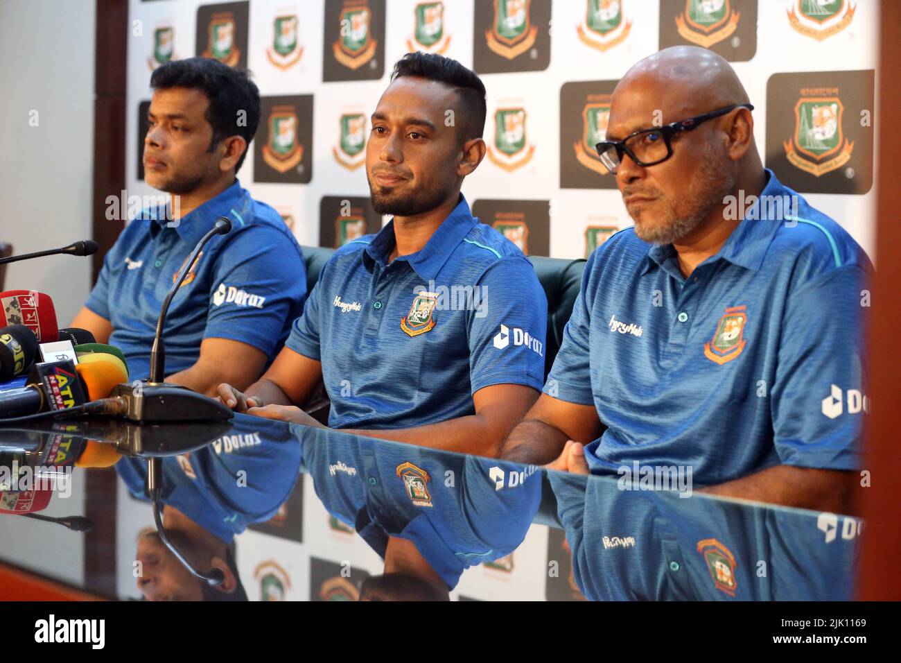 Bangladesh A team captain Mohammad Mithun, along selector Abdur Razzak ...