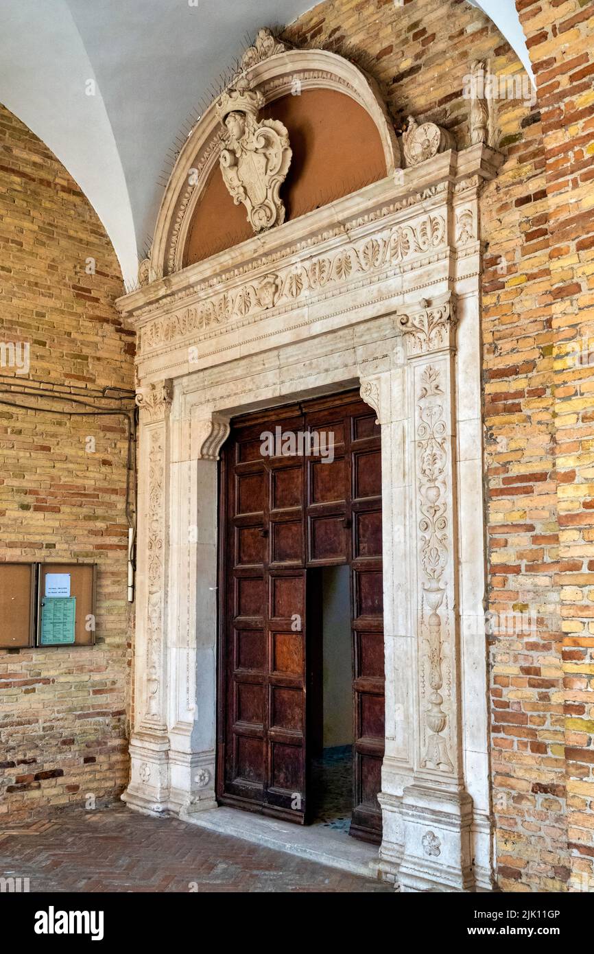 Portal of the Complex of San Pietro Apostolo, Loreto Aprutino, Italy Stock Photo