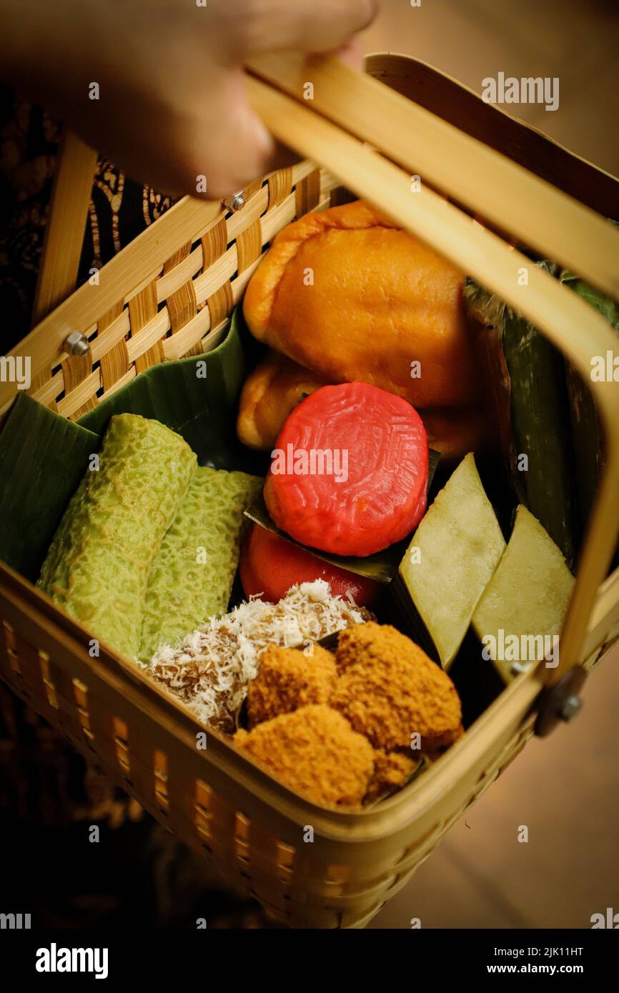 Assorted sweet and savory snacks from Manado, North Sulawesi Stock Photo