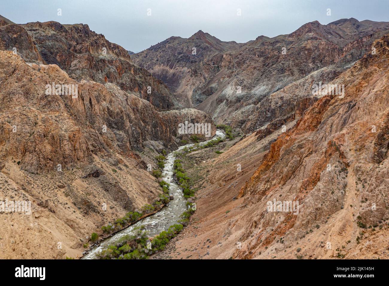 Aerial of the Charyn Canyon, Tian Shan mountains, Kazakhstan, Central Asia, Asia Stock Photo