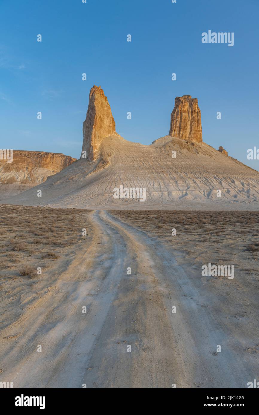 Early morning, Bozzhira Canyon, Ustyurt plateau, Mangystau, Kazakhstan, Central Asia, Asia Stock Photo