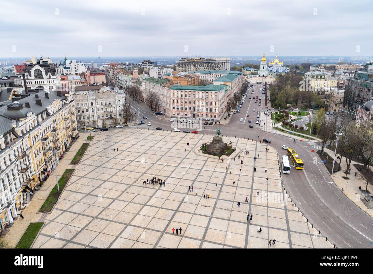 Sophia Square looking towards St. Michael's Monastery, Kyiv (Kiev), Ukraine, Europe Stock Photo