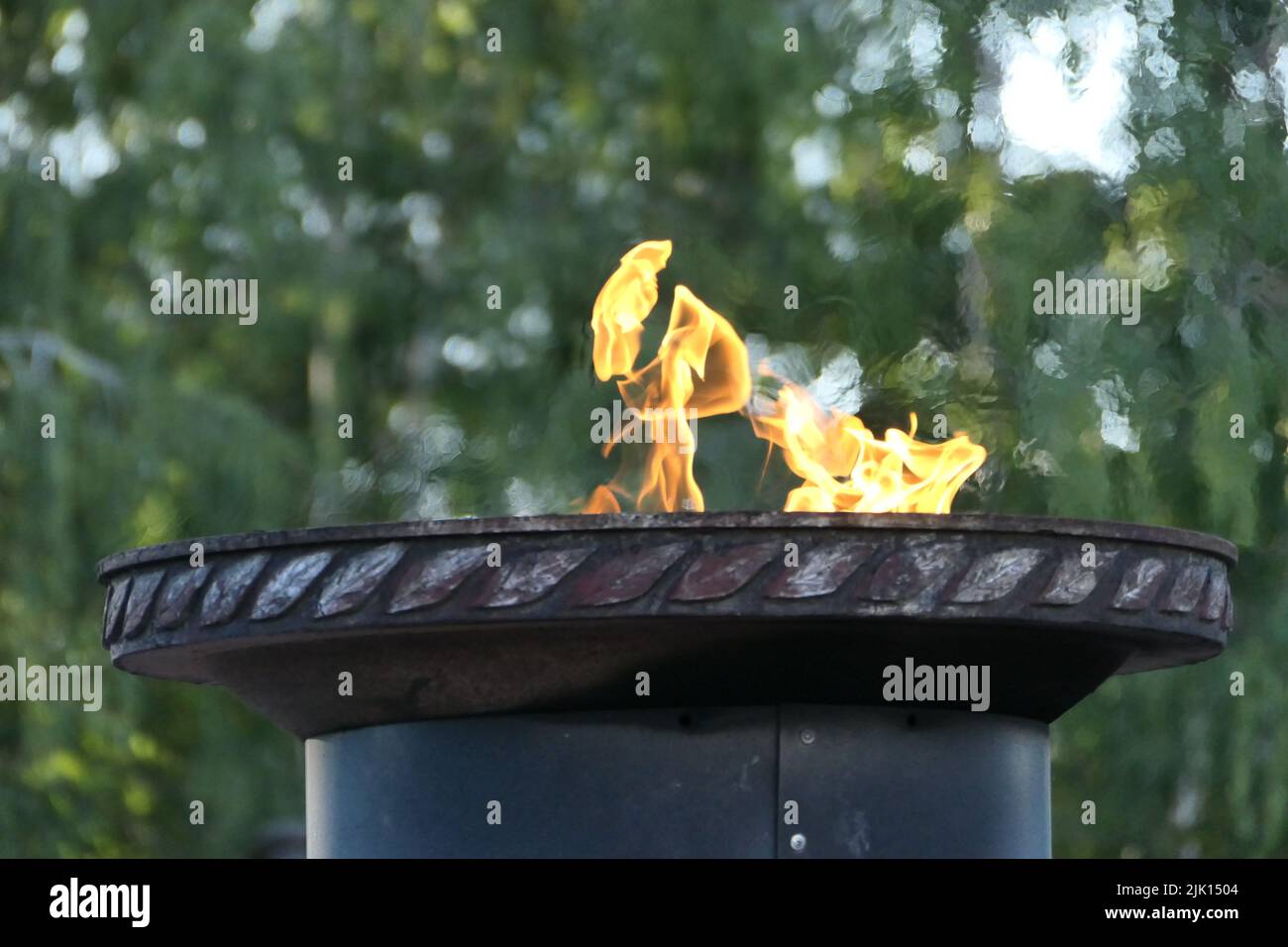 Eternal flame, constantly burning fire, a symbol of memory Stock Photo