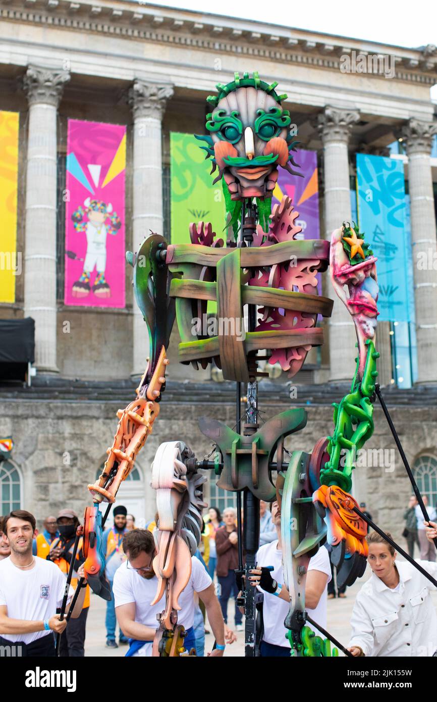 Be Bold be Birmingham, visitors and entertainers arrive into Birmingham for the Birmingham Commonwealth Games 2022 Stock Photo