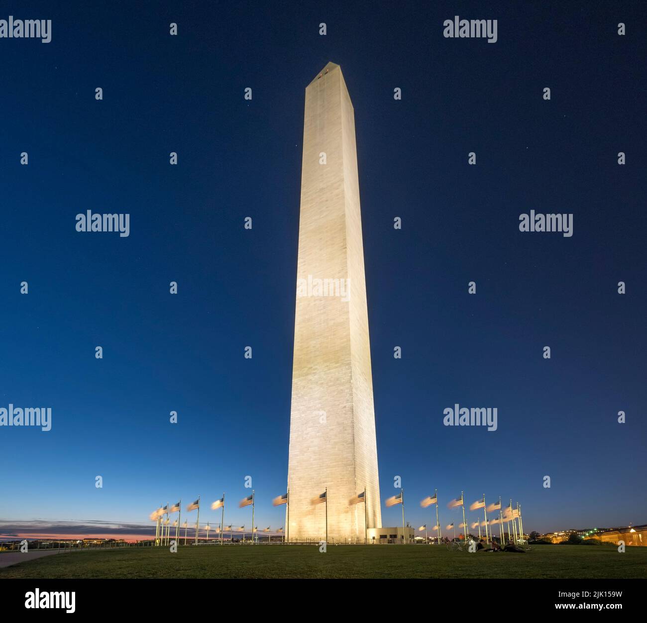 The Washington Monument at night, National Mall, Washington DC, United States of America, North America Stock Photo