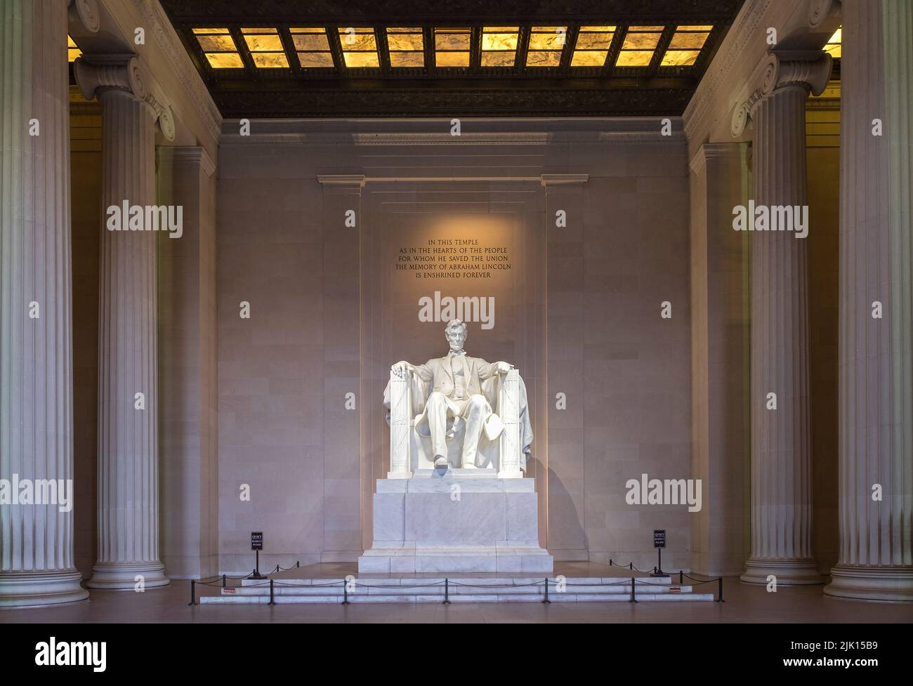 Interior of the Lincoln Memorial, National Mall, Washington DC, United States of America, North America Stock Photo