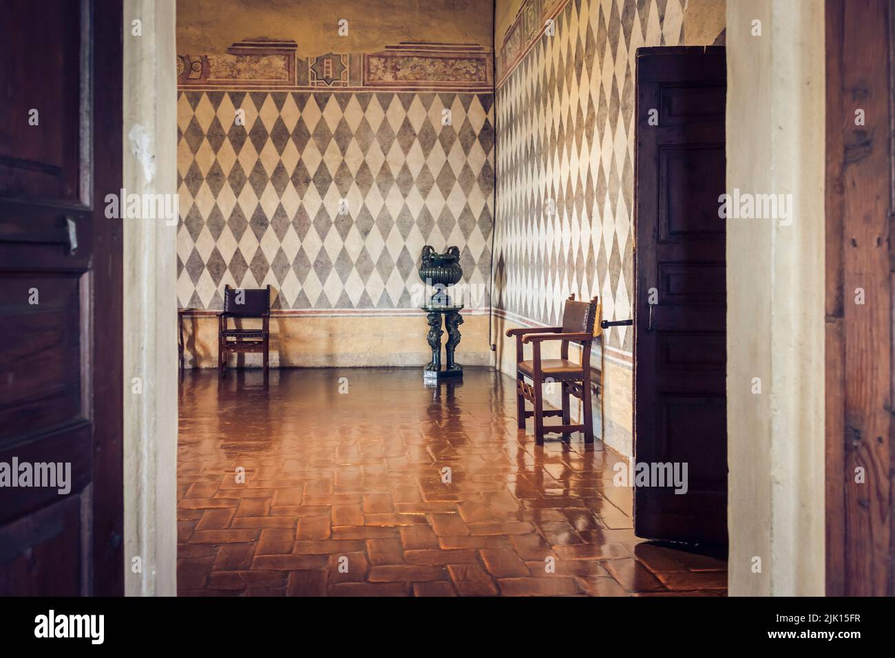 Hall of Fasti, Rocca di Angera, Angera, Lake Maggiore, Varese province, Lombardy, Italy, Europe Stock Photo