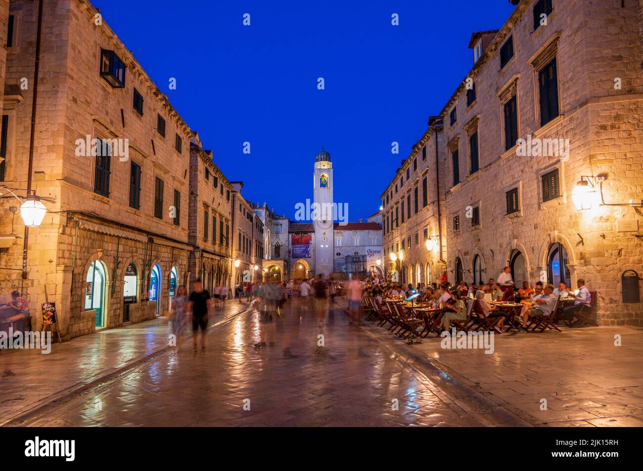The historic town of Dubrovnik at night, UNESCO World Heritage Site, Southern Dalmatia, Adriatic Coast, Croatia, Europe Stock Photo