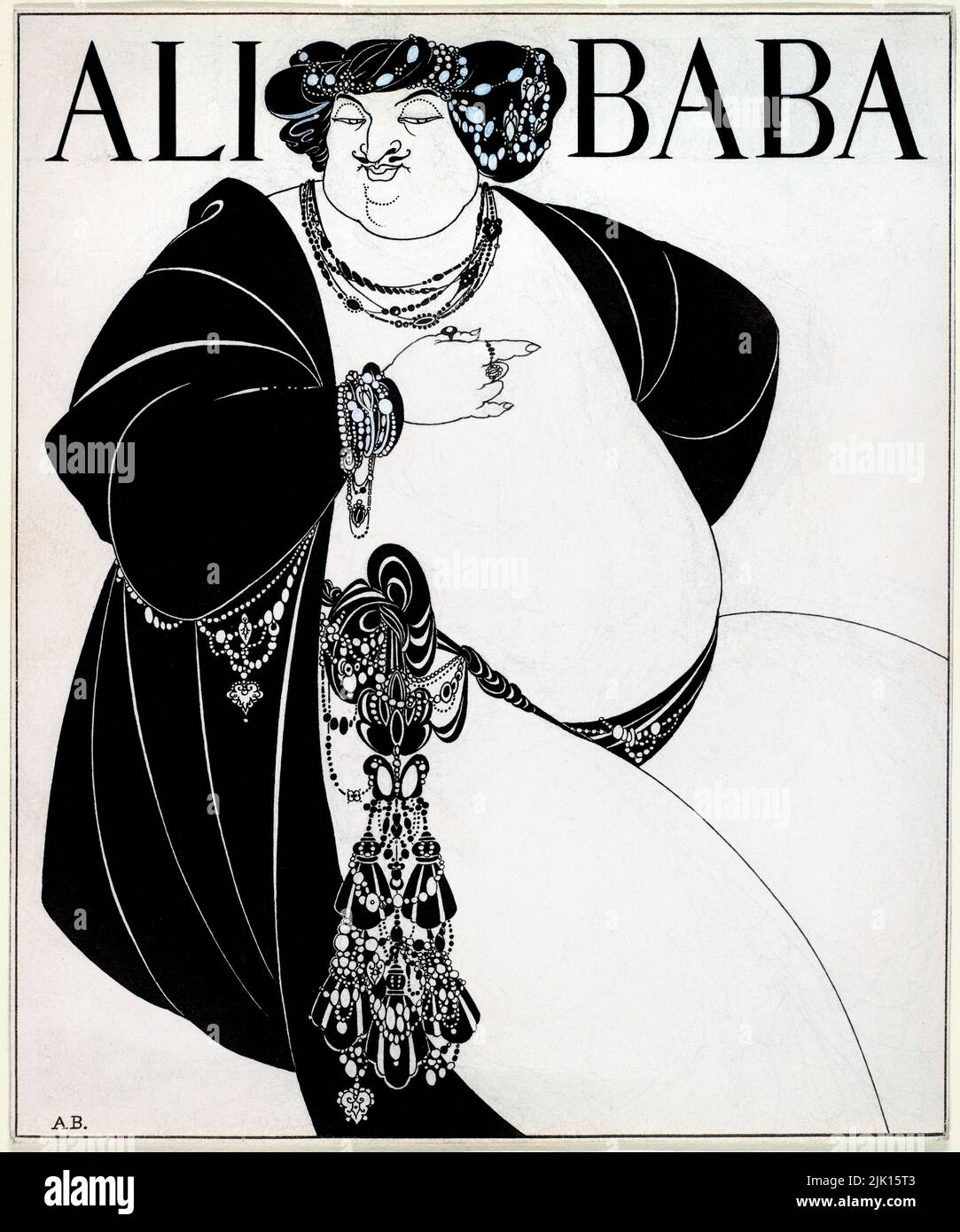 Ali Baba by Aubrey Beardsley (1872 -1898), line block print, Britain, 1897 Stock Photo