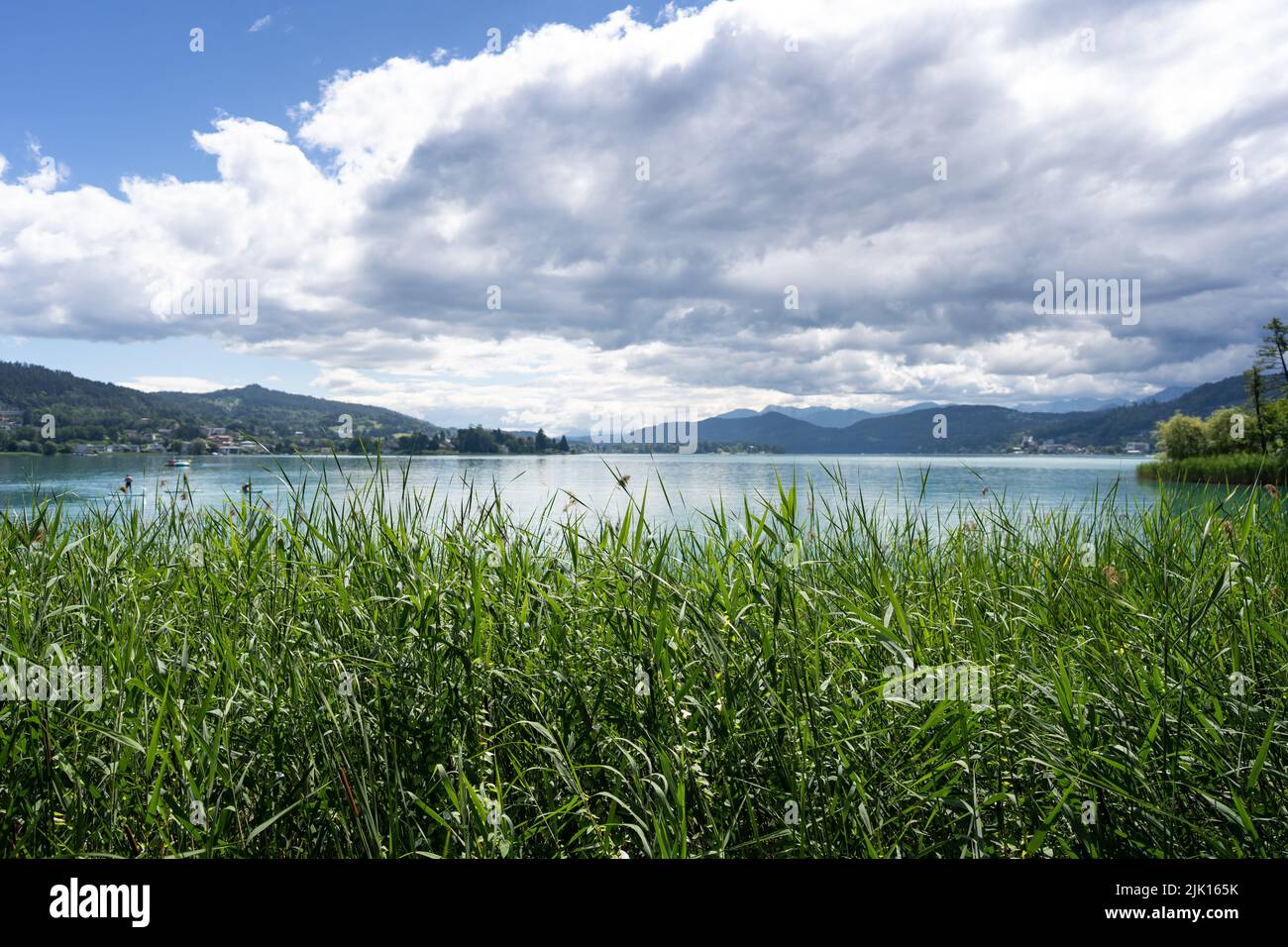 Panorama View of Lake Woerthersee in Carinthia, Austria Stock Photo