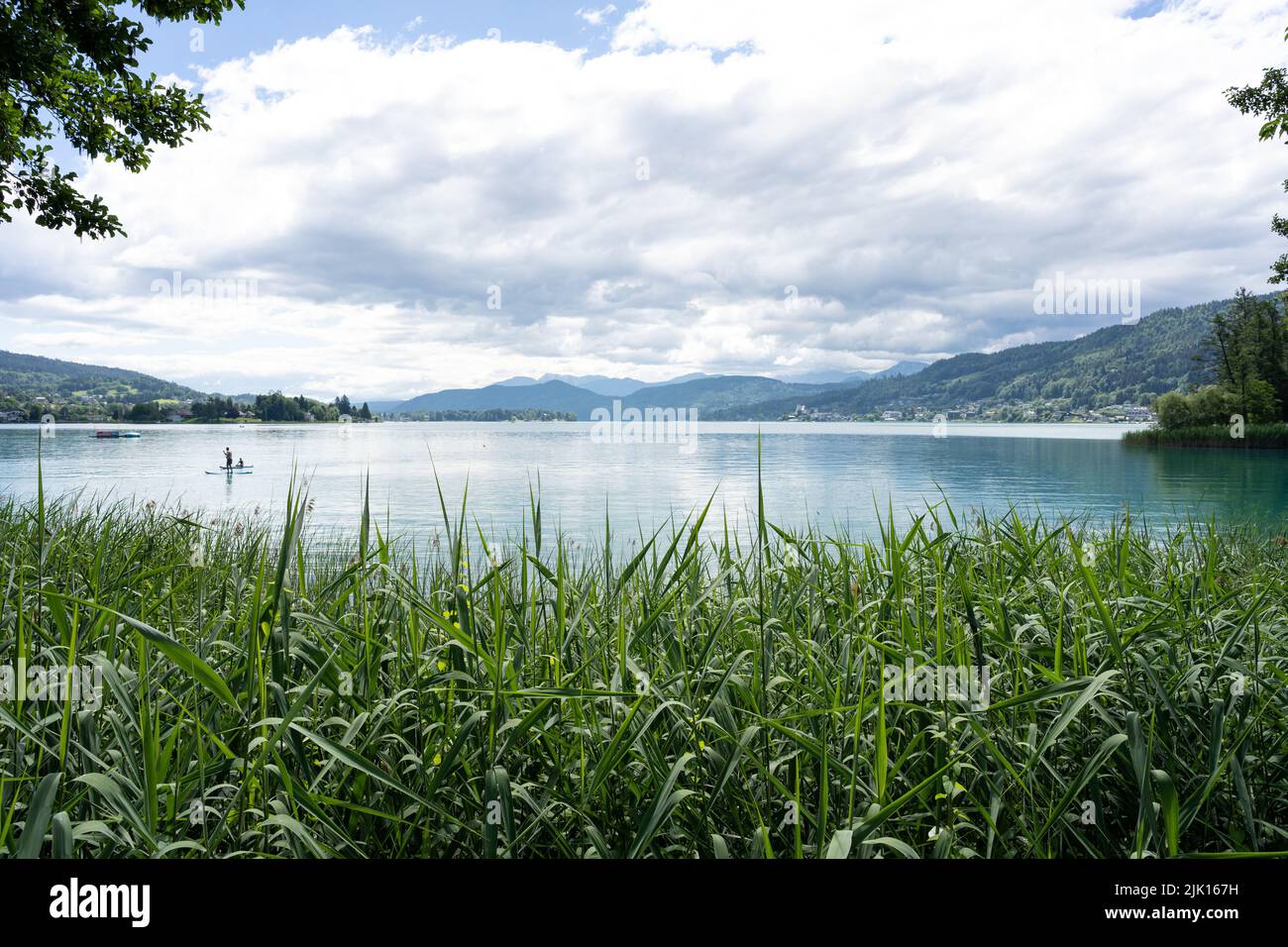 Panorama View of Lake Woerthersee in Carinthia, Austria Stock Photo
