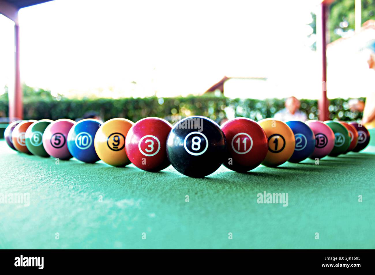 billiard balls lined up Stock Photo Alamy