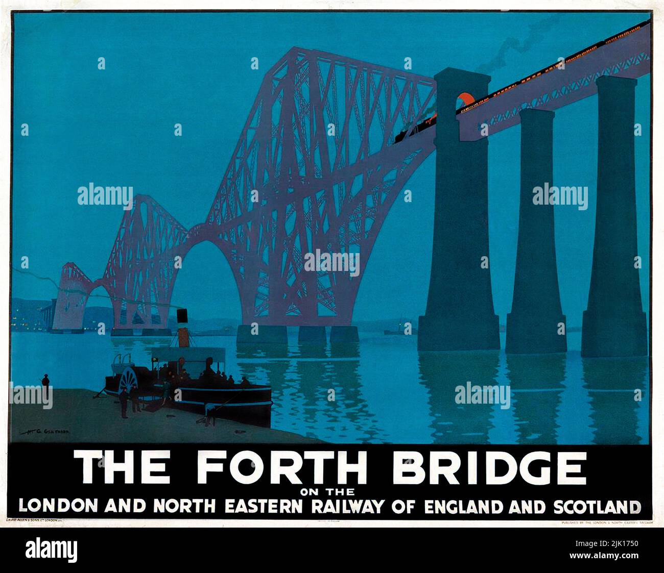 THE FORTH BRIDGE , 1928 - LNER. Vintage Railway Poster- Scotland,  Henry George Gawthorn Stock Photo