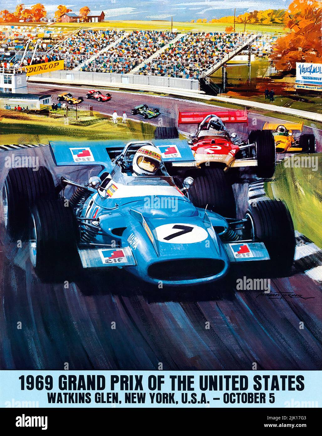 Vintage Race Poster - 1969 United States Grand Prix Stock Photo