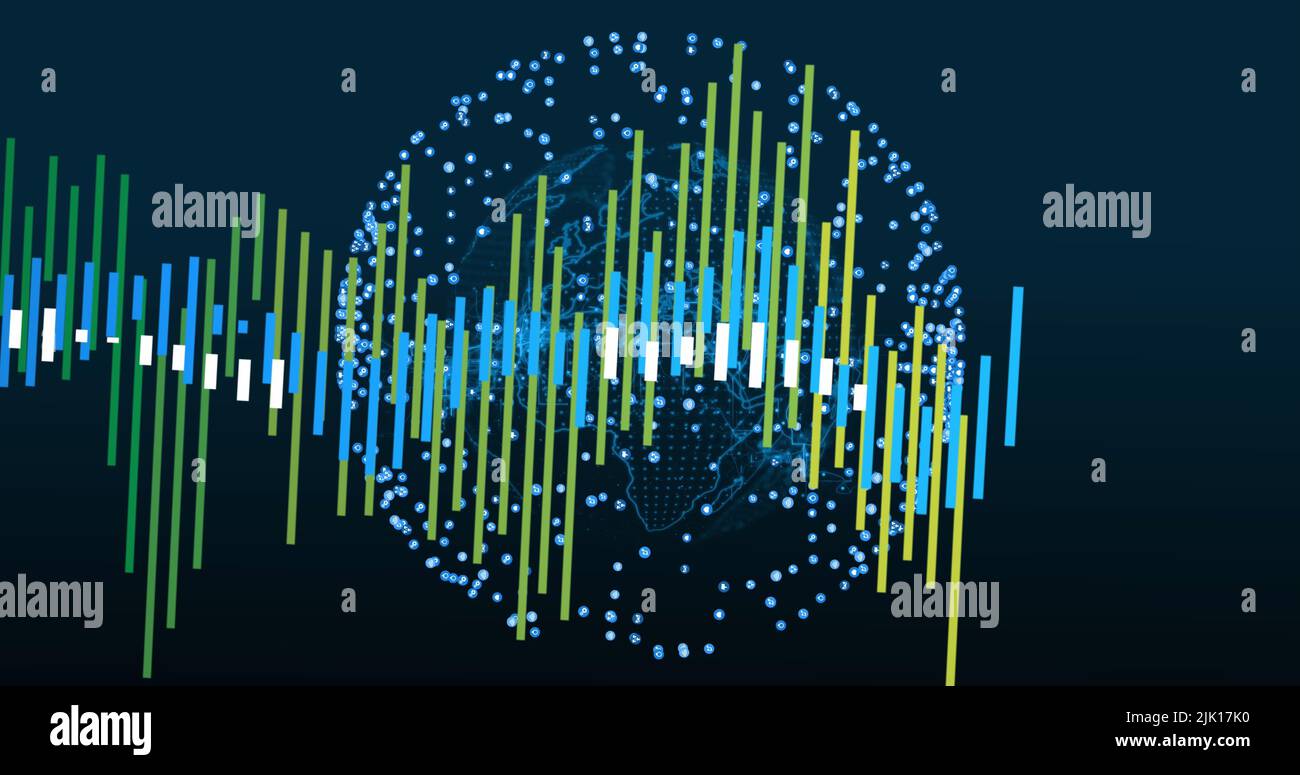Image of data processing over globe Stock Photo