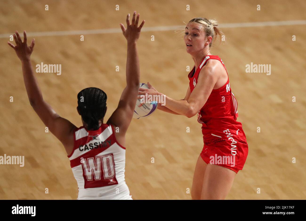 England’s Natalie Metcalf in action during the Pool B Netball match