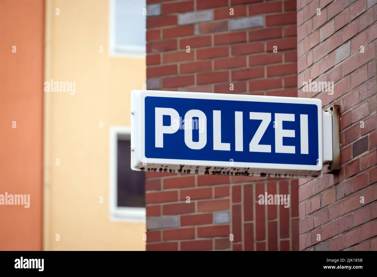 Duesseldorf, North Rhine-Westphalia, Germany - sign police, police station, district service police inspection Derendorf. Stock Photo
