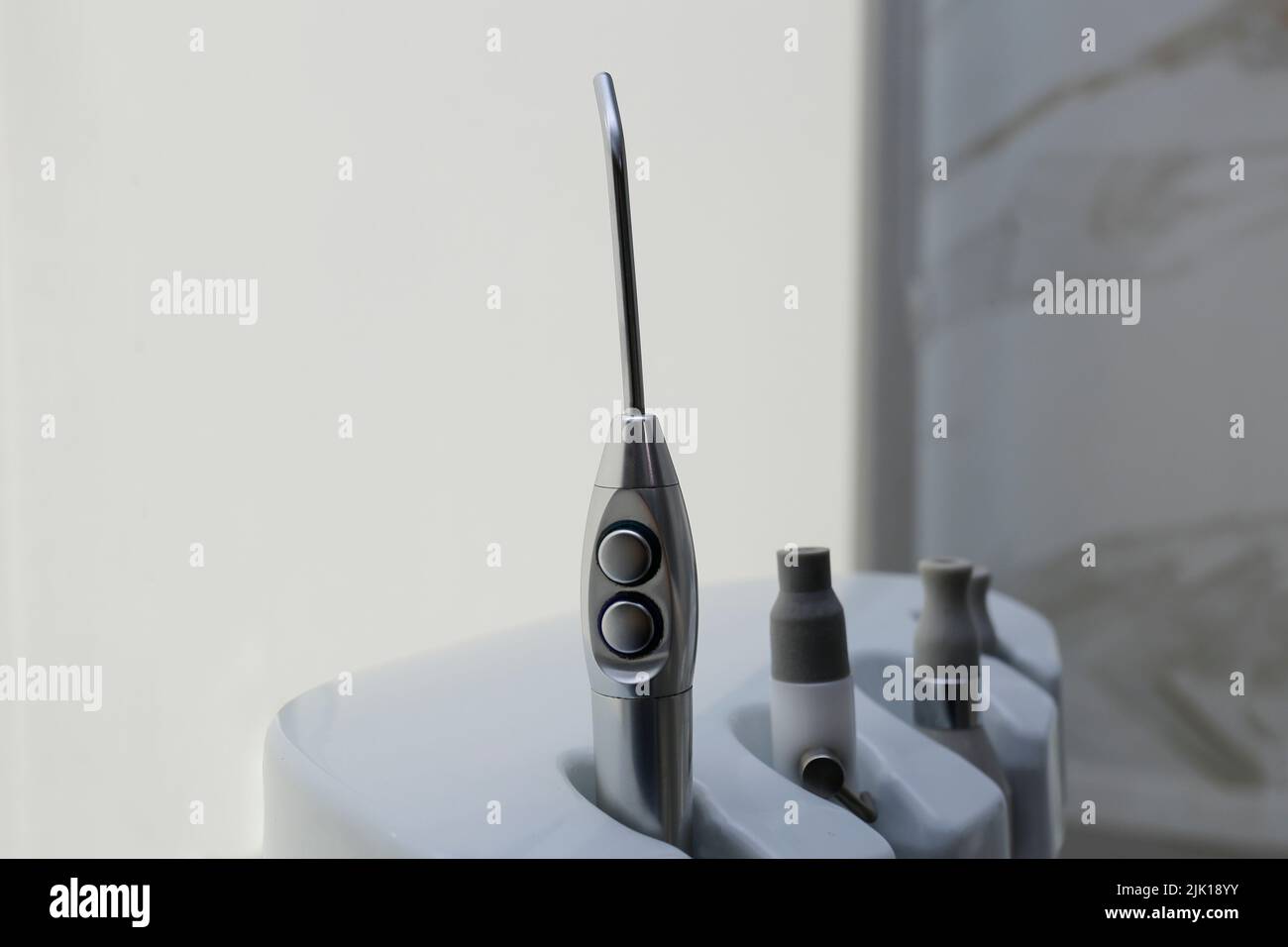 dental medical office objects, tools for dentists - healthcare and dentistry concept - selective focus Stock Photo