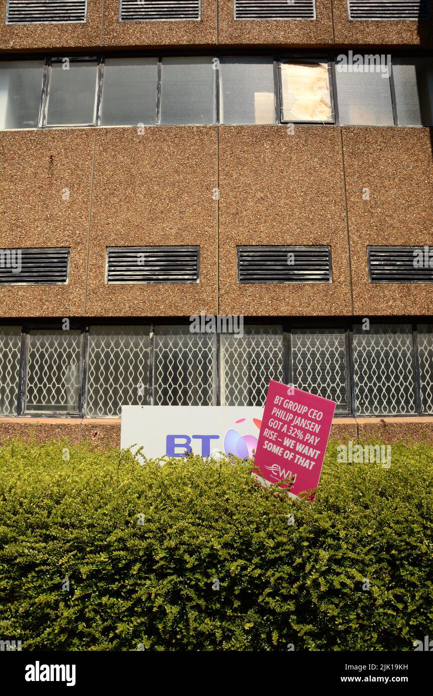 CWU Communication Workers Union strike outside BT offices in Kingston