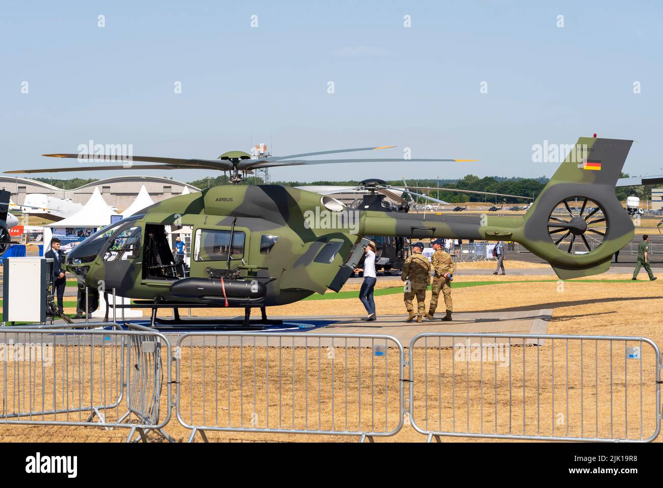 Airbus Helicopters H145M at the Farnborough International Airshow 2022 trade fair event, Hampshire, UK. Military version, formerly Eurocopter EC145 Stock Photo