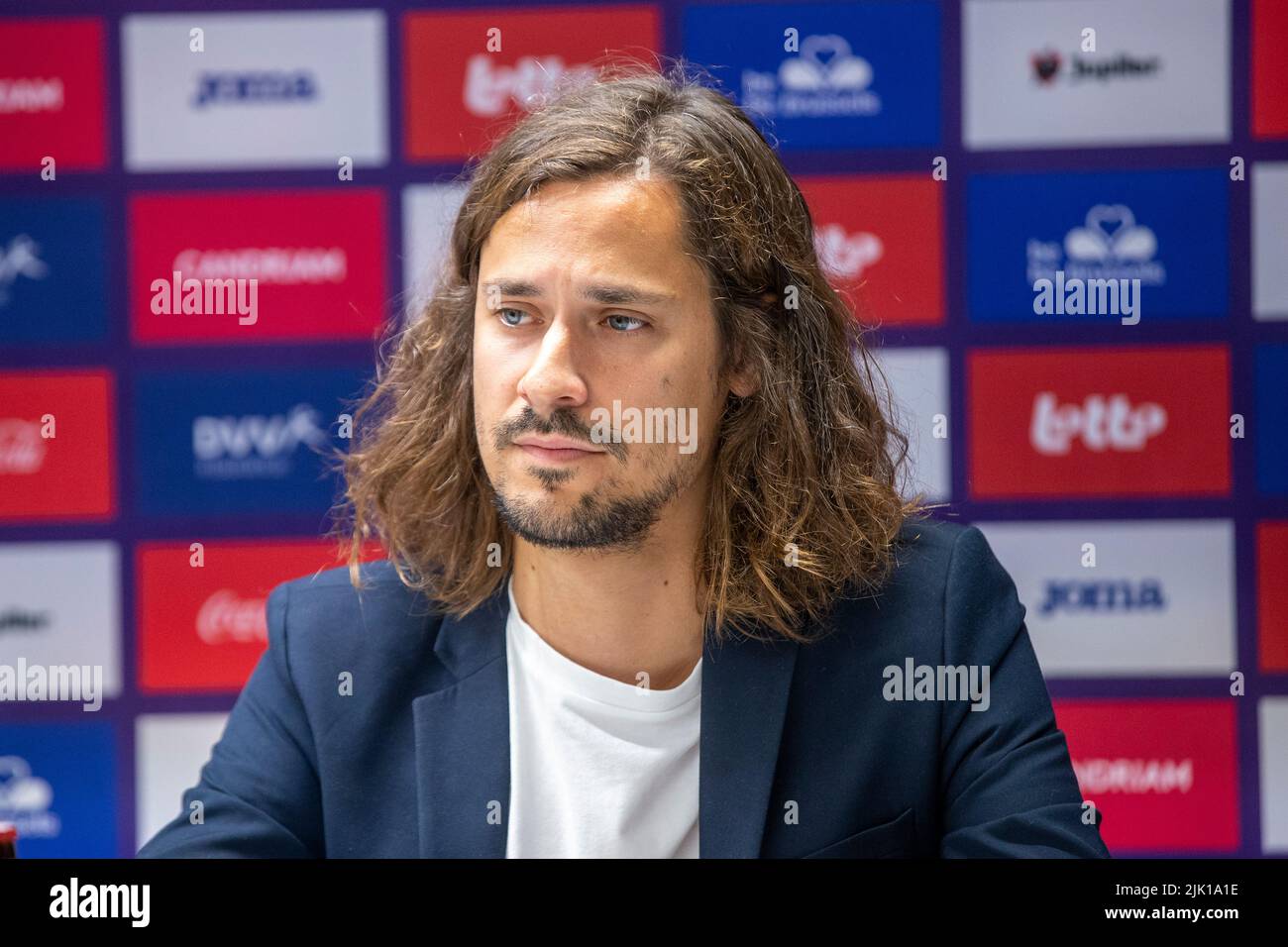 Brussels, Belgium. 29th July, 2022. Anderlecht's spokesman Mathias Declercq pictured during the weekly press conference of Belgian soccer team RSC Anderlecht, Friday 29 July 2022 in Brussels, to discuss the next game in the national competition. BELGA PHOTO NICOLAS MAETERLINCK Credit: Belga News Agency/Alamy Live News Stock Photo