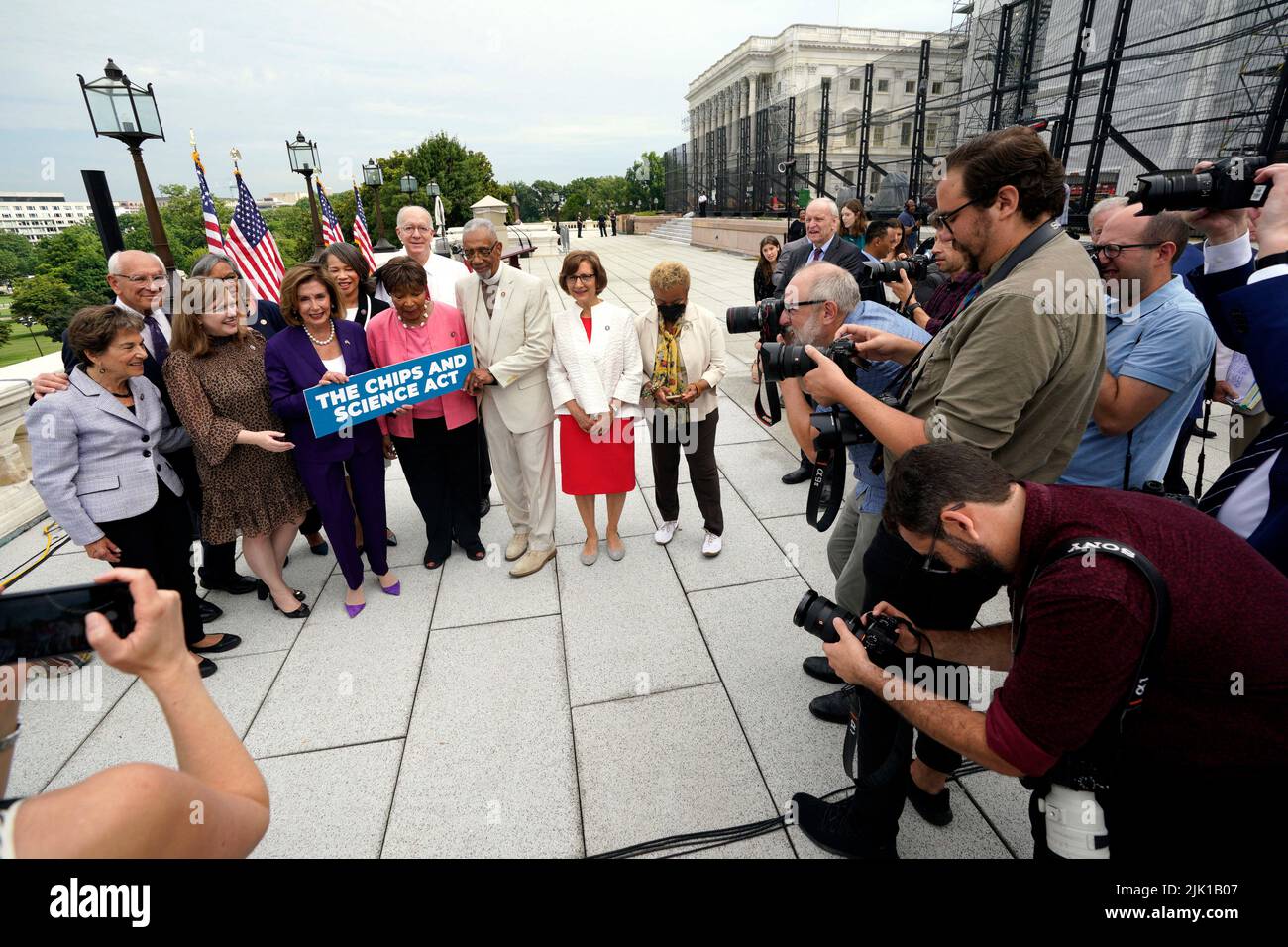 U.S. House Speaker Nancy Pelosi (DCA) with members of Congress leaves