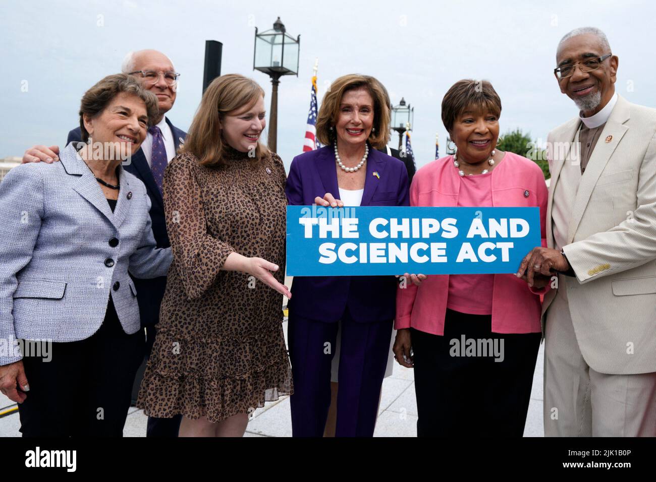 U.S. House Speaker Nancy Pelosi (DCA) with members of Congress leaves