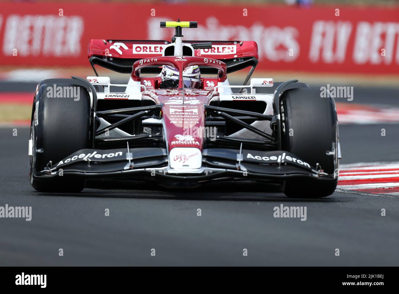 Guanyu Zhou of Alfa Romeo F1 Team on track during free practice 1 ahead of the F1 Grand Prix of Hungary Stock Photo