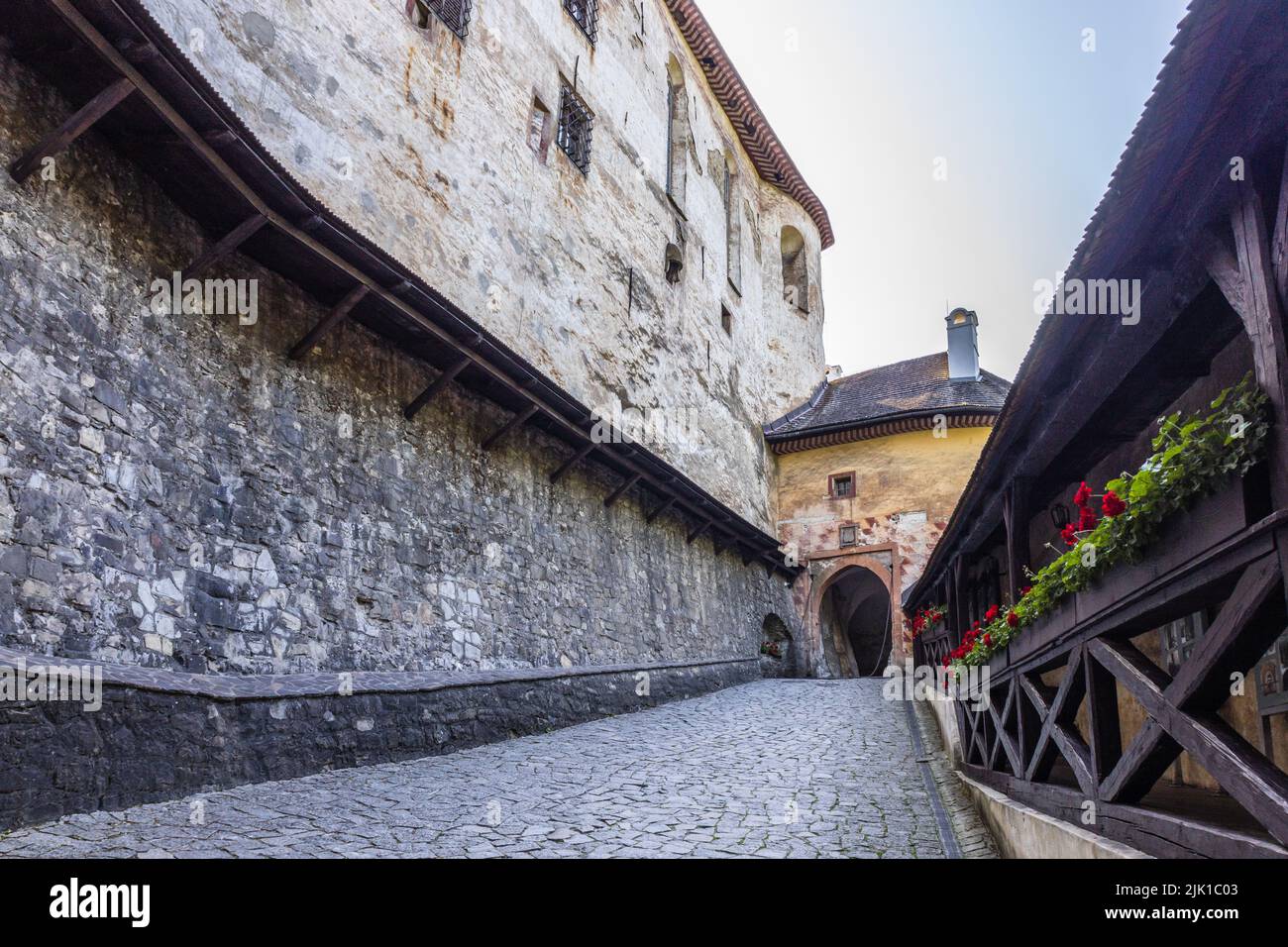 Medieval Orava Castle courtyard. Oravsky Podzamok, Slovakia, 21 July 2022 Stock Photo