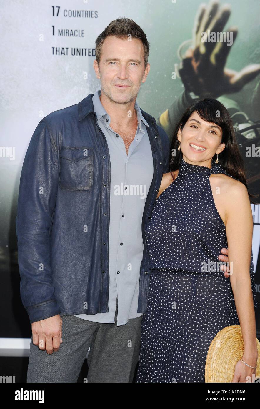 LOS ANGELES, CA - JULY 28: (L-R) Fernando Gil and Lela Loren attend the premiere of Prime Video's 'Thirteen Lives' at Westwood Village Theater on July Stock Photo