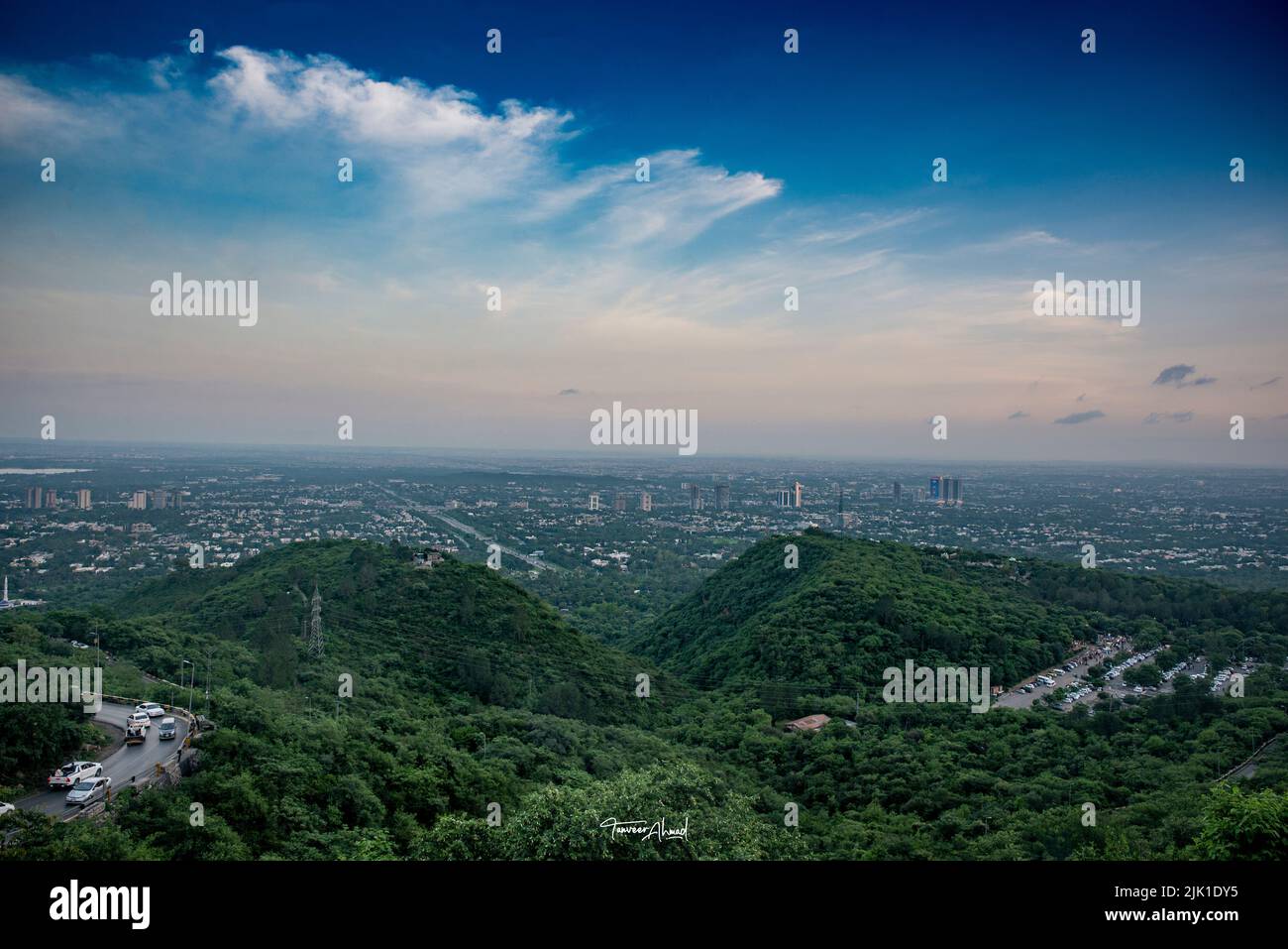 City view of Islamabad Pakistan from mountains of Margala. Stock Photo