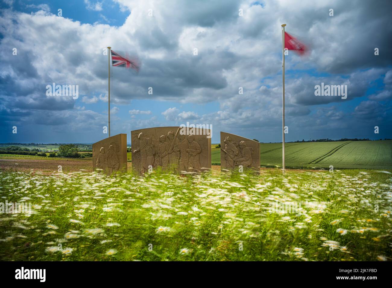 Memorial to the 10th Battalion Parachute Regiment which fought at Arnhem. Stock Photo