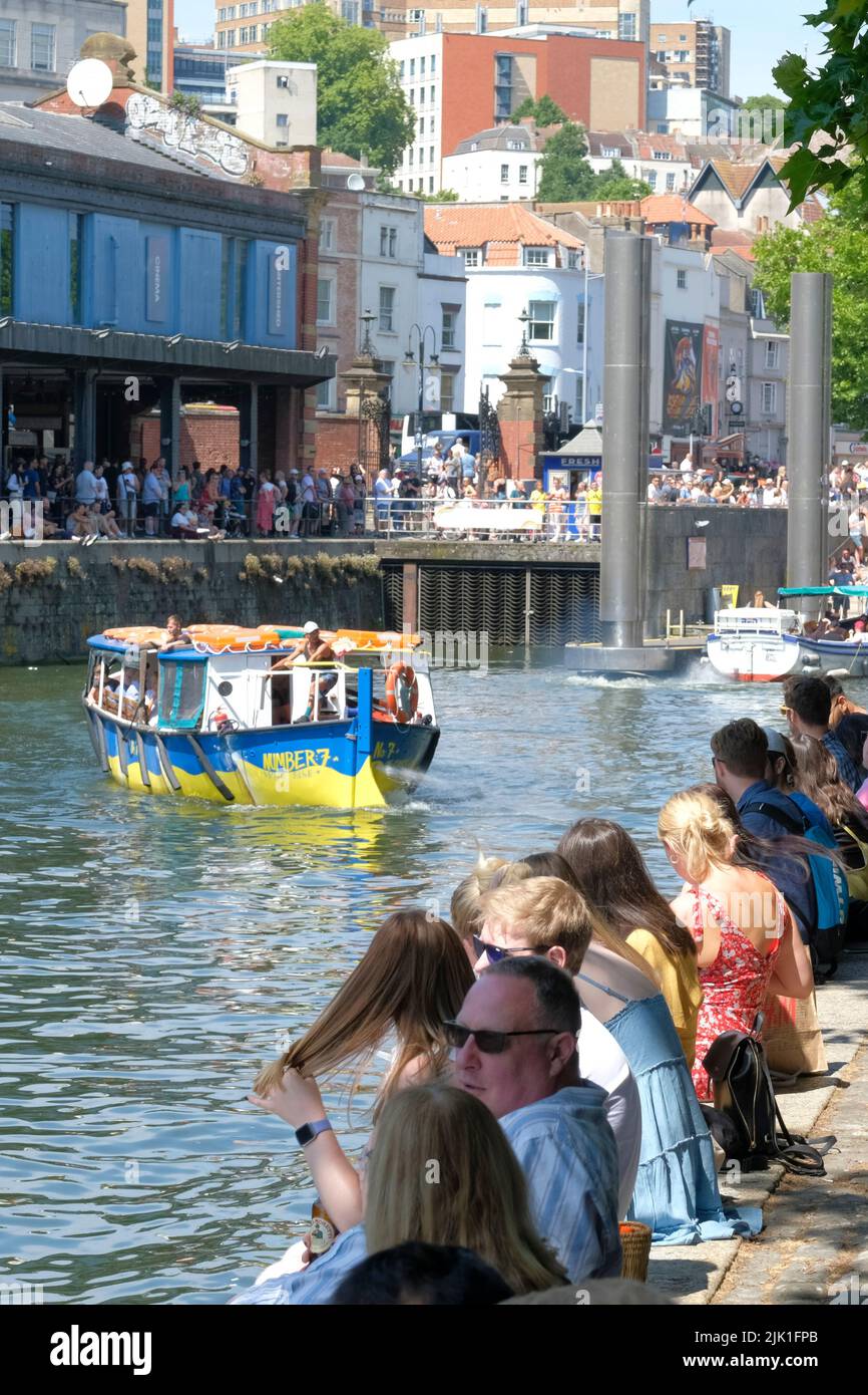 Crowds of people on the Harbourside for the Bristol Harbour festival. Stock Photo