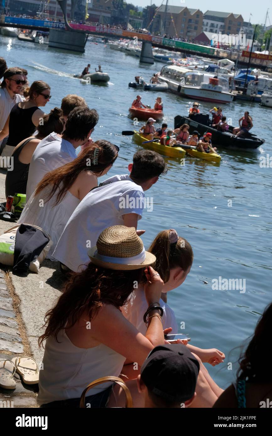 Crowds of people on the Harbourside for the Bristol Harbour festival. Stock Photo
