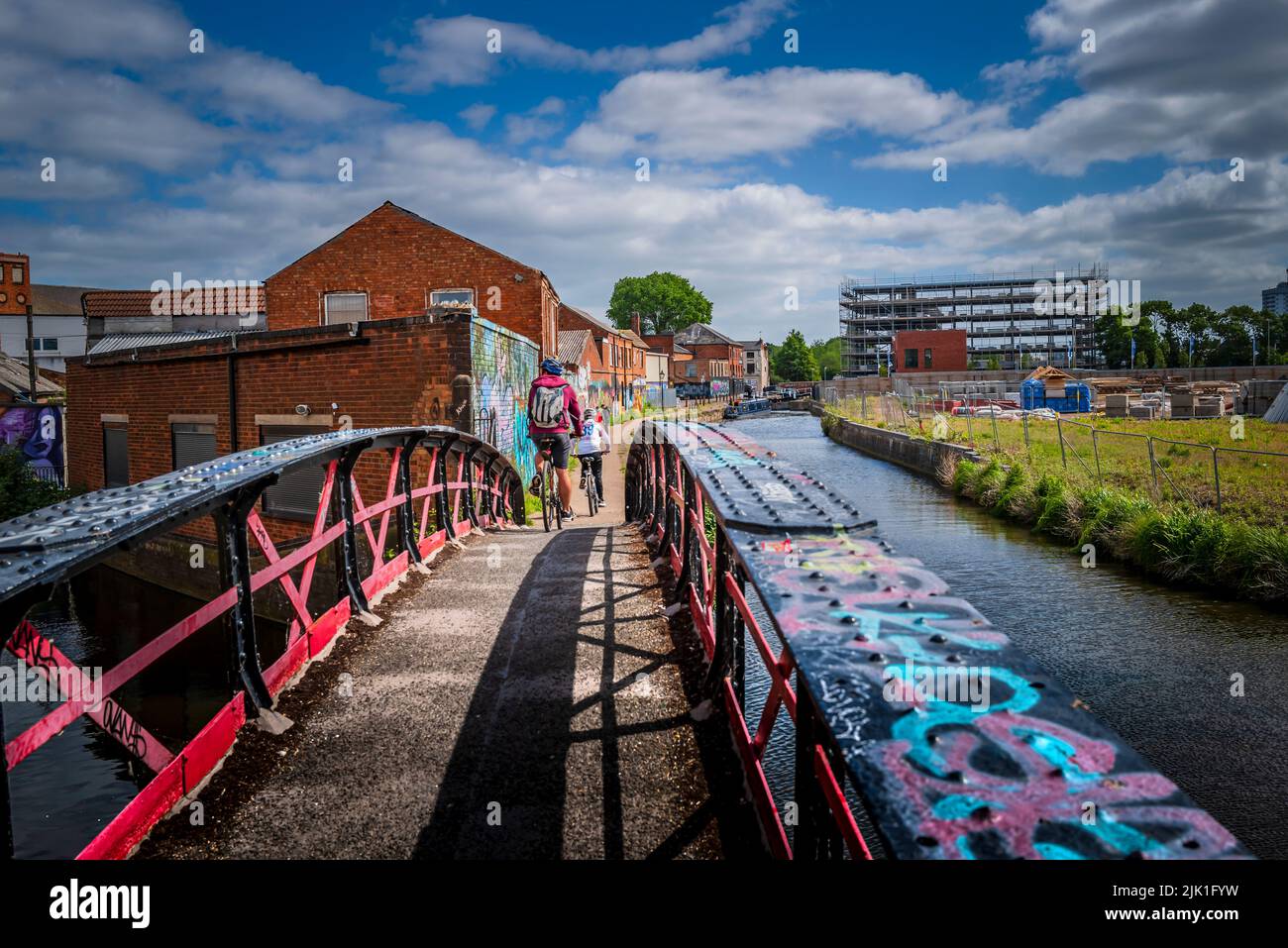 Graffiti along the Grand Union Canal in Leicester. Stock Photo