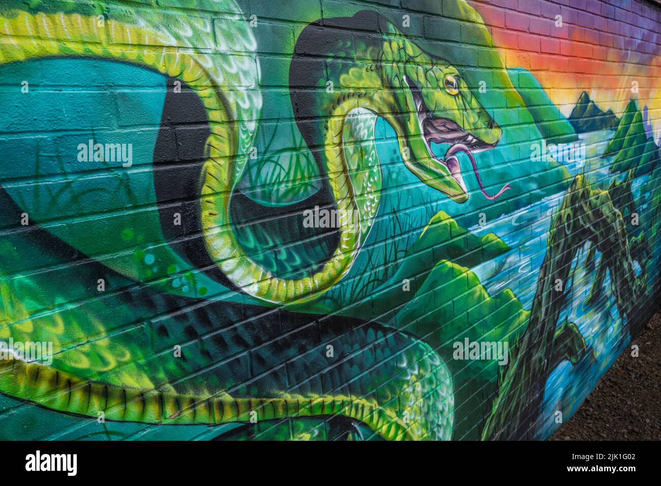 Graffiti along the Grand Union Canal in Leicester. Stock Photo