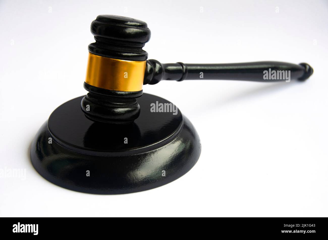 Lawyer gavel on white cover background. Law and order concept Stock Photo