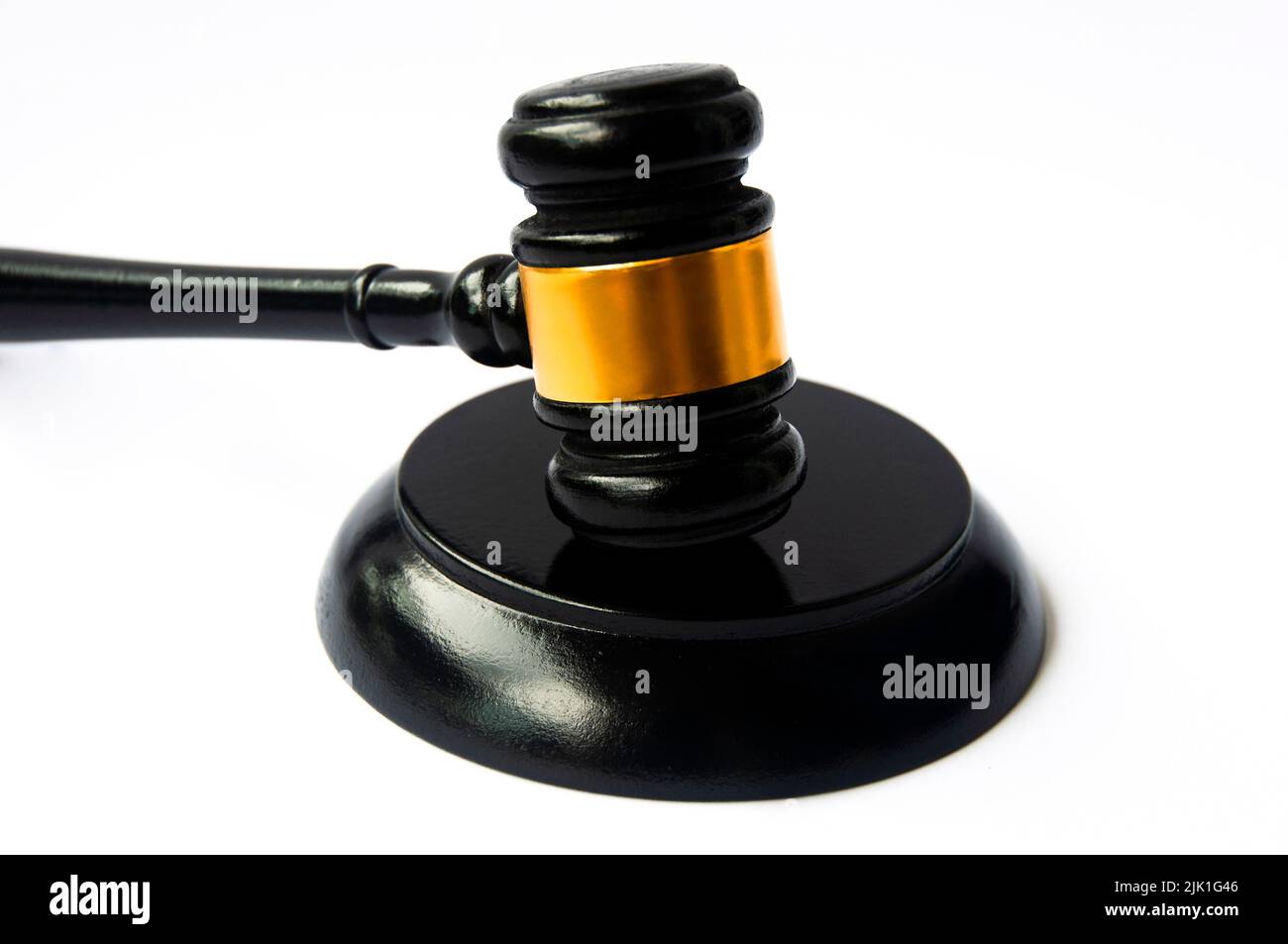 Lawyer gavel on white cover background. Law and order concept Stock Photo