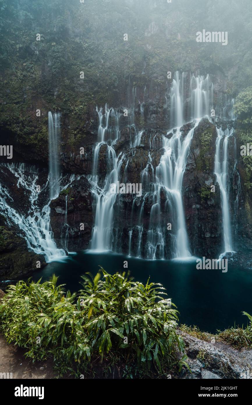 A vertical shot of the beautiful Grand Galet Falls in SaintJoseph
