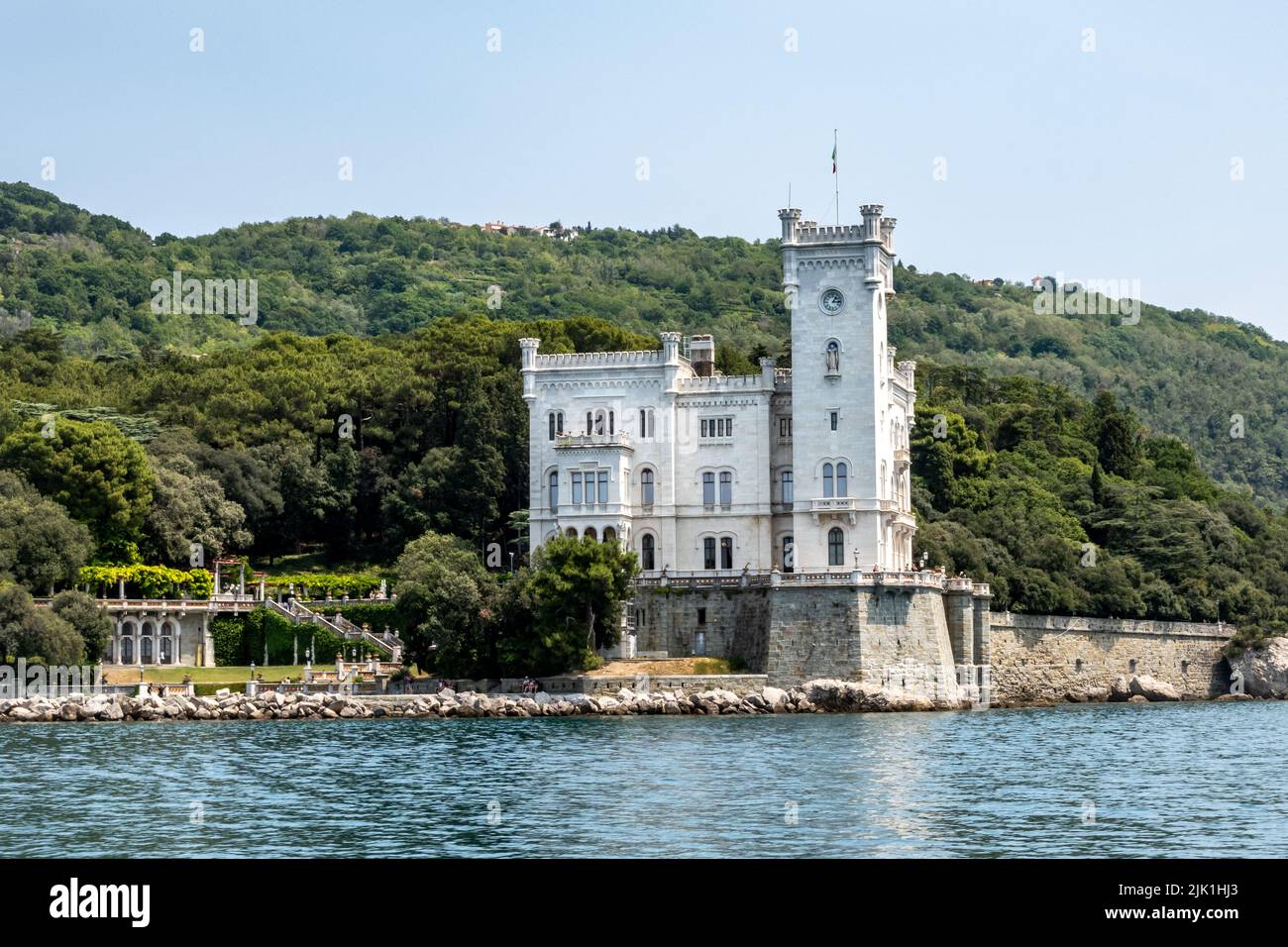 Trieste,Italy, 17 July 2022.  Miramare Castle overlooking the Adriatic Sea in Trieste.  It was built from 1856 to 1860 for Austrian Archduke Ferdinand Stock Photo
