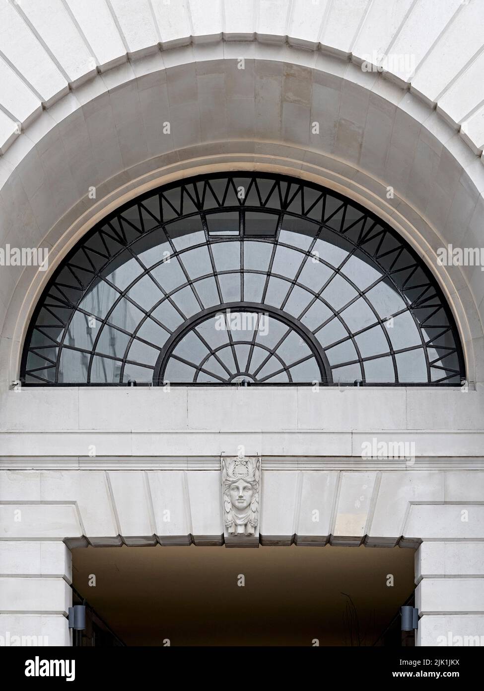 Entrance arch detail. The Gilbert & One Lackington, London, United Kingdom. Architect: Stiff + Trevillion Architects, 2021. Stock Photo