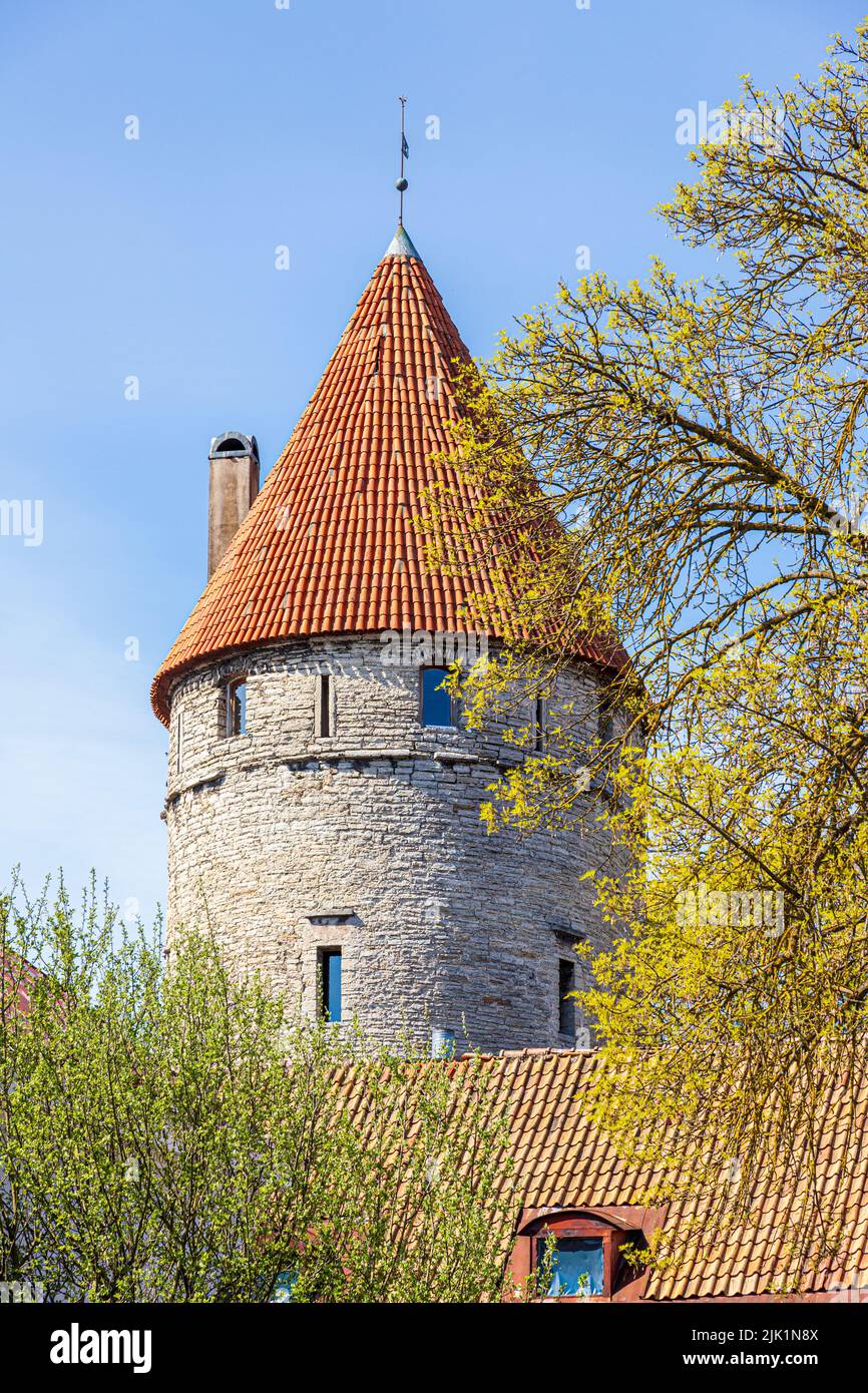 One of the medieval defensive towers in Tallinn the capital city of Estonia Stock Photo