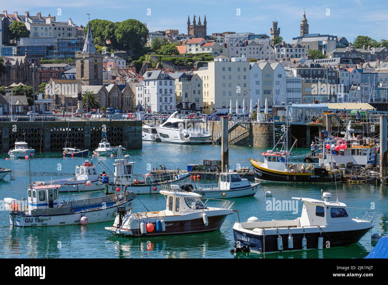 The harbour at St Peter Port, Guernsey, Channel Islands Stock Photo